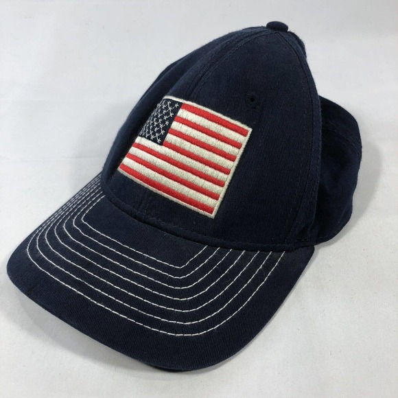OLD NAVY HAT CAP USA FLAG AMERICAN PATRIOTIC NAVY BLUE SNAPBACK DISCOLORED OSFM - Picture 5 of 16